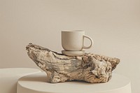 Coffee cup mockup wood driftwood beverage.