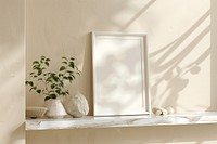 Frame mockup windowsill plant photo frame.