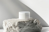 A white pressed powder case mockup porcelain cylinder pottery.