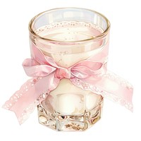 Coquette glass of milk candle jar cup.