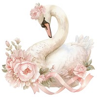 Coquette swan holding flowers dessert wedding animal.