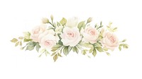Roses bouquet as divider watercolor graphics painting pattern.