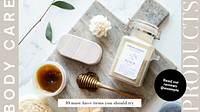 Body care products  blog banner template