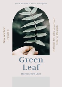 Green leaf club poster template & design
