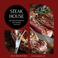 Steakhouse restaurant  Instagram post template design