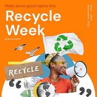 Recycle week Instagram post template design