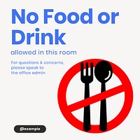 No food allowed Instagram post template design