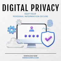 Digital privacy Instagram post template design