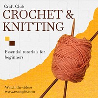 Crochet  knitting Instagram post template design