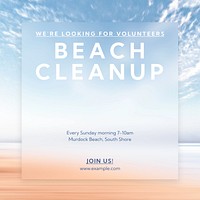 Beach cleanup Instagram post template design