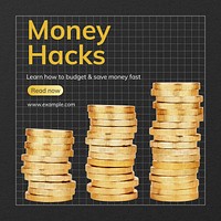 Money hacks article  Instagram post template