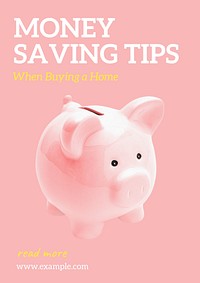 Money saving tips  poster template and design