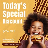 Burger discount Instagram post template