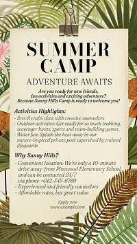 Summer camp Instagram story template