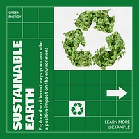 Sustainable earth Instagram post template design