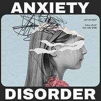 Anxiety mental health Instagram post template design