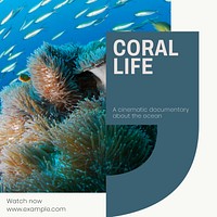 Coral life Instagram post template design