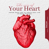 Heart caring guideline  Instagram post template design