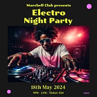 Electro night party Instagram post template