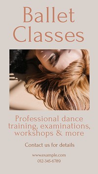 Ballet classes social story template Instagram design