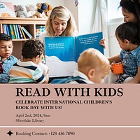 Read with kids Instagram post template design