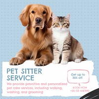 Pet sitter service Instagram post template design