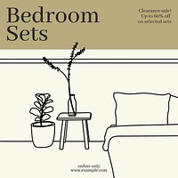Bedroom sale Instagram post template   design