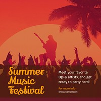 Summer music festival Instagram post template