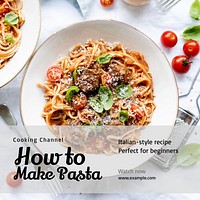 Pasta recipe Instagram post template design