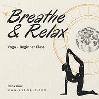 Breathe  relax yoga Instagram post template design