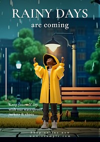 Waterproof clothes poster template and design