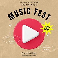 Music fest Facebook post template   design