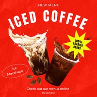 Cafes new menu Instagram post template design
