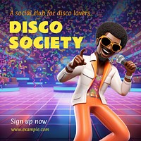 Disco society Instagram post template design