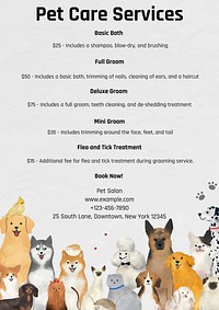 Pet care services poster template