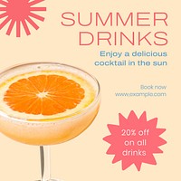 Summer drinks  Instagram post template
