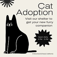 Cat adoption Instagram post template design