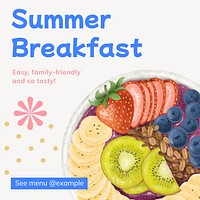 Summer breakfast Instagram post template design