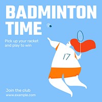Badminton during Ramadan Instagram post template design