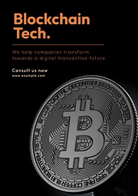 Blockchain technology ads  poster template