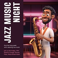 Jazz music night Instagram post template design