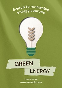 Green energy  poster template and design