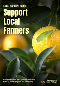 Support local farmers poster template and design