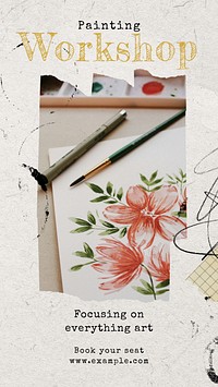 Painting workshop social story template,  Instagram design