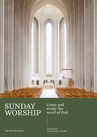 Sunday worship poster template and design