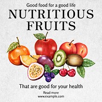 Nutritious fruits Instagram post template design