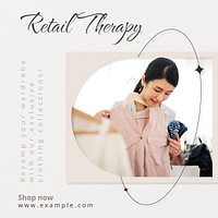 Retail therapy Facebook post template design