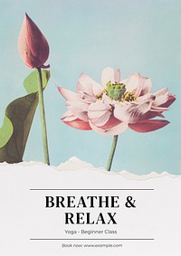 Breathe & relax, yoga poster template & design