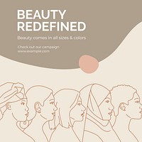 Redefined beauty Facebook post template  