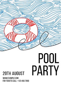 Pool party poster template  